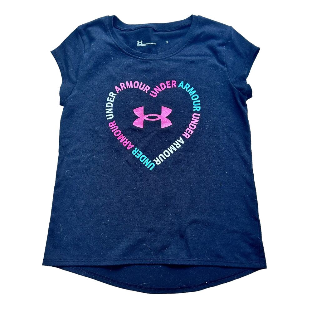 Under Armour Girls' Black Heart Graphic Athletic Tee - 6